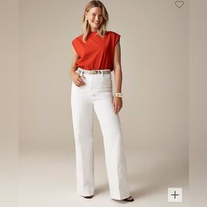 J. Crew Women’s Wide-leg Denim Trouser Pant in White Size 32 NWT